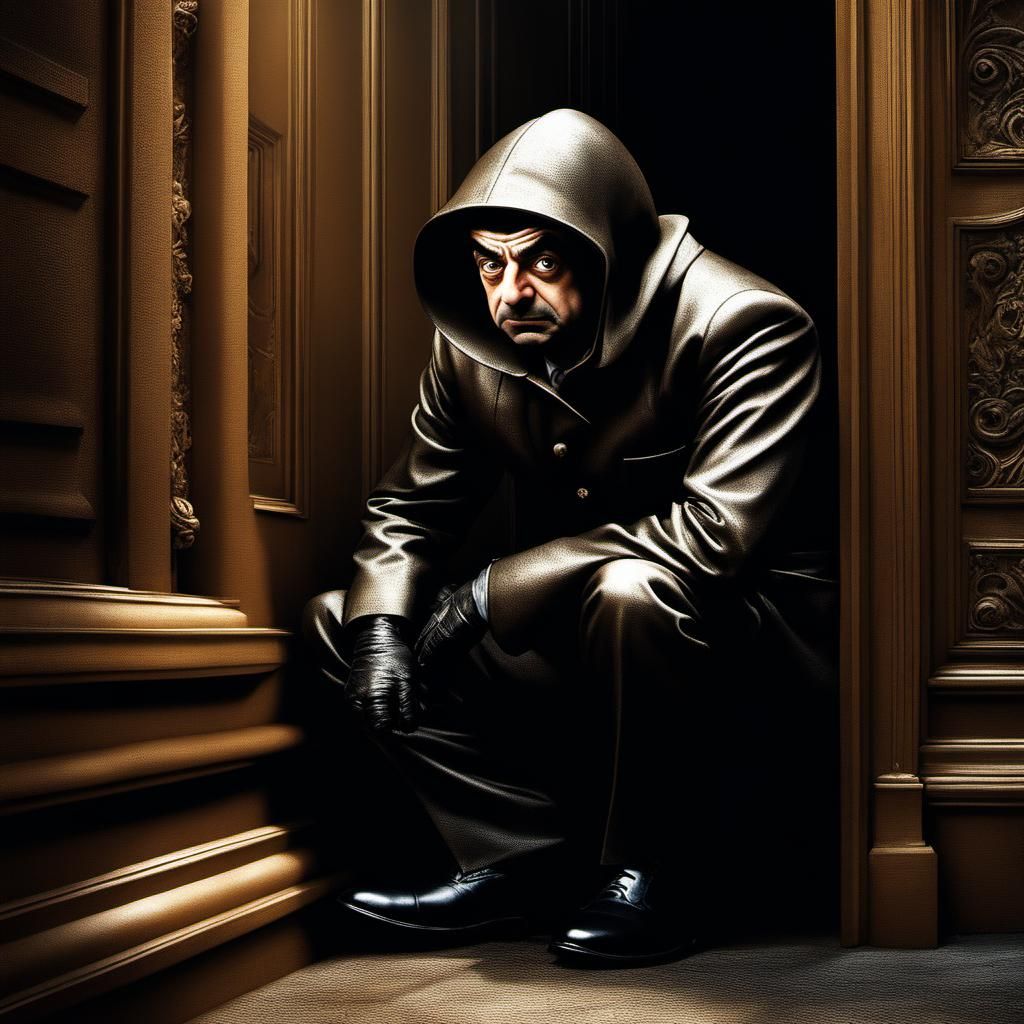 Mister Bean as Spy in Dark Fantasy Style