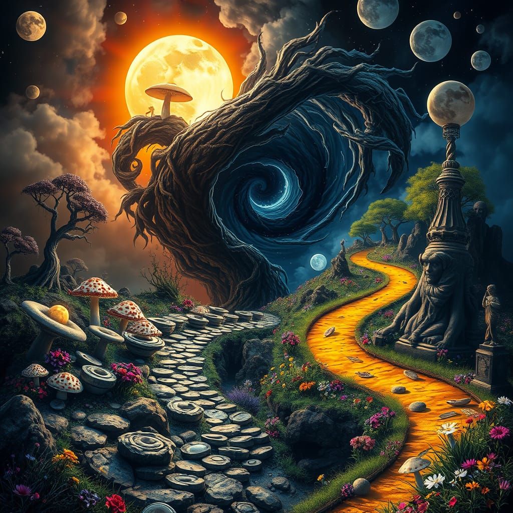 Mystical Vortex Landscape with Contrasting Realms