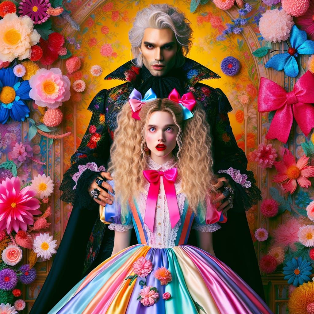 Vampire King Holding Shocked Blonde Woman