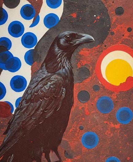 Black Crow Soaring Under Burning Sun