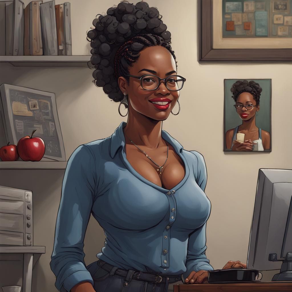 Woman Eating Apple in Detailed Matte Painting