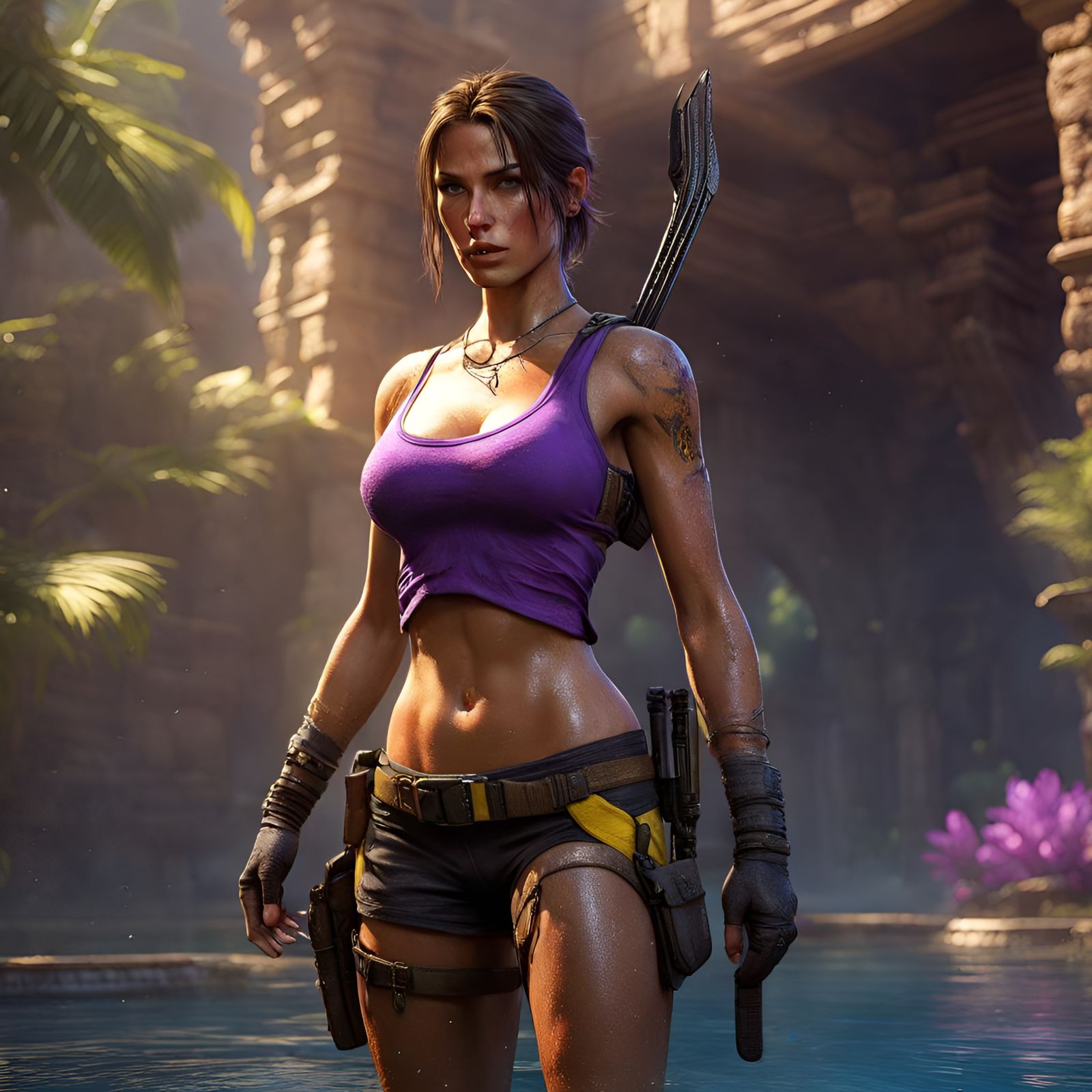 Lara Croft in Bikini: Hyperdetailed 8k Fantasy Art