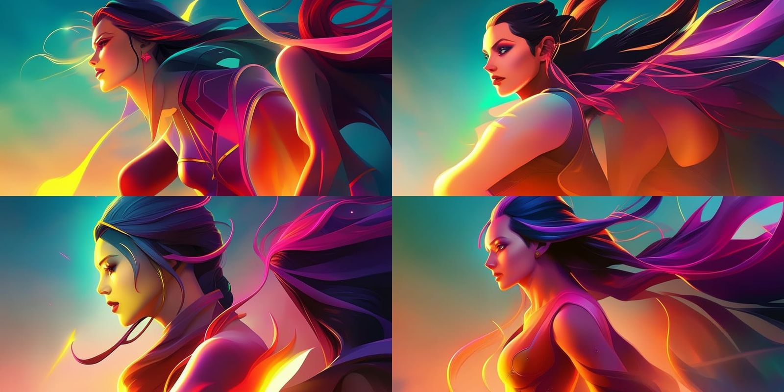 Magical Super Hero Woman in Hyperrealistic Vector Art