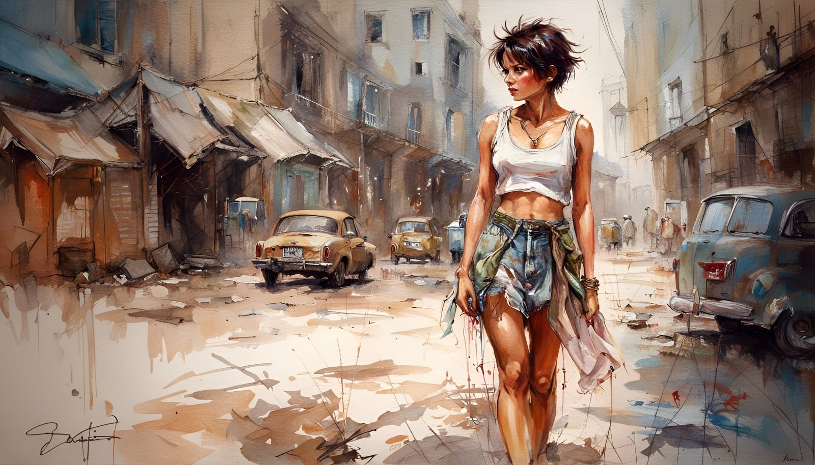 Latina Superwoman in Short Skirt with Blushing Face