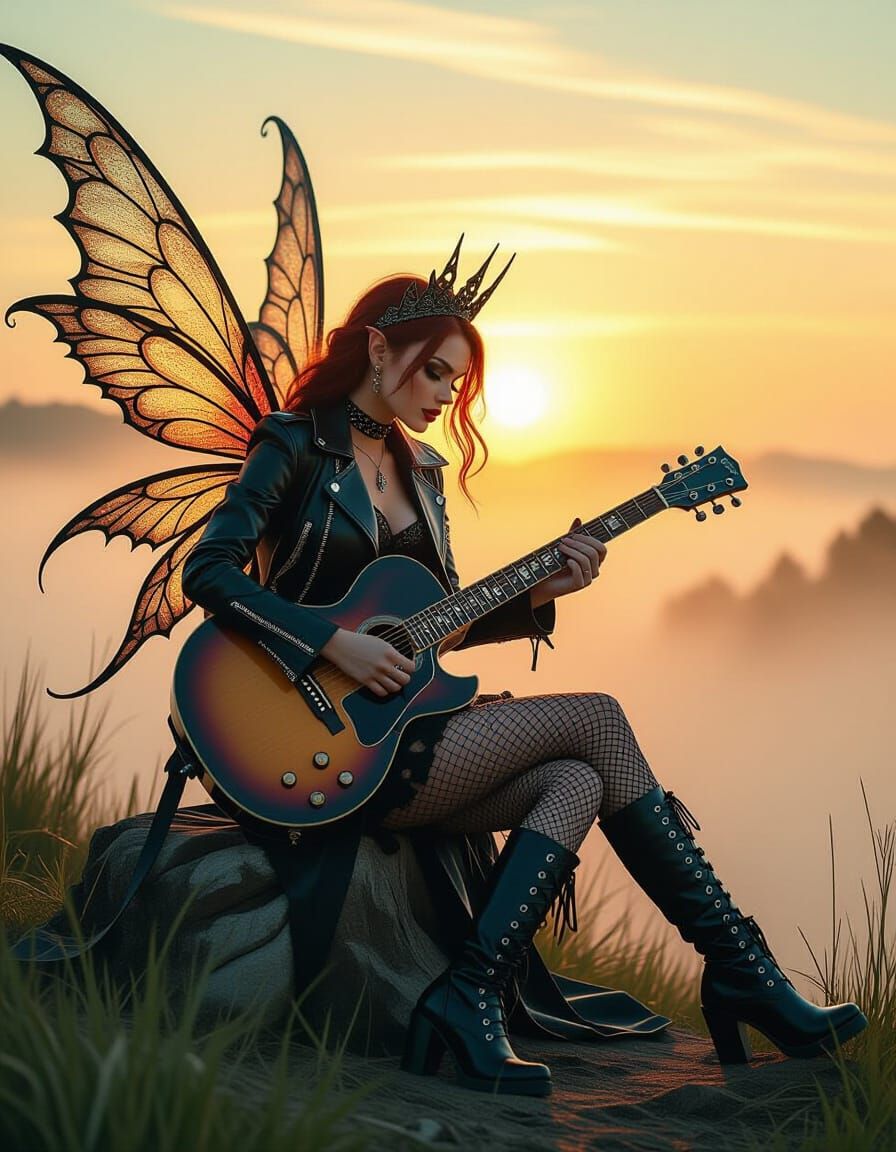 Gothic Dawn Fairy Guitar Serenade