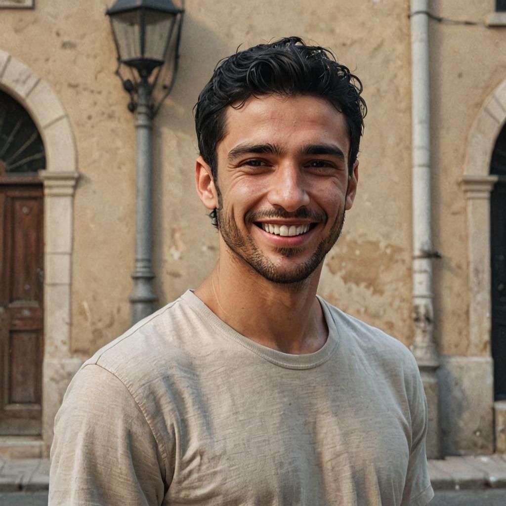 Smiling Italian Man Portrait in Classical Realism Style