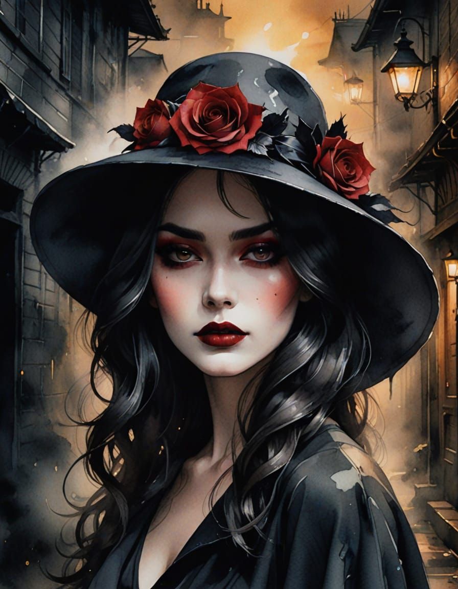 Mysterious Woman in Elegant Anime-Inspired Portrait