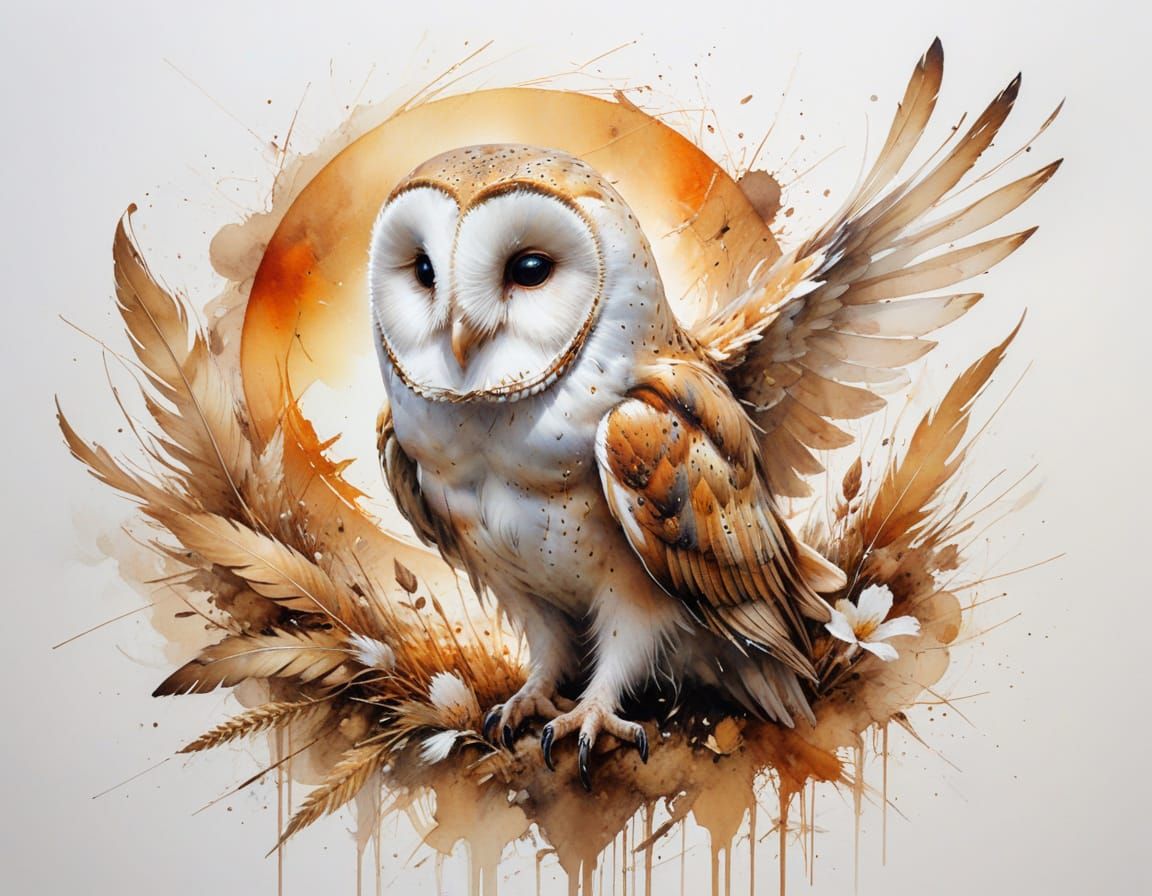 Hyperrealistic Barn Owl Hunts Over Golden Harvest Field