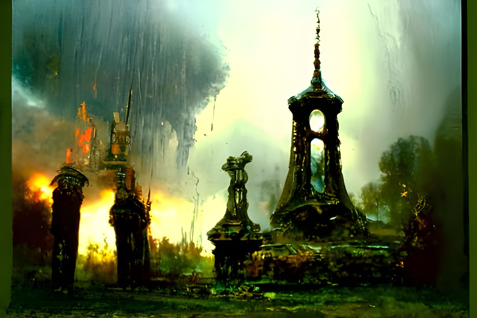 Towers in Smoke and Rain: Art Nouveau Cathedral
