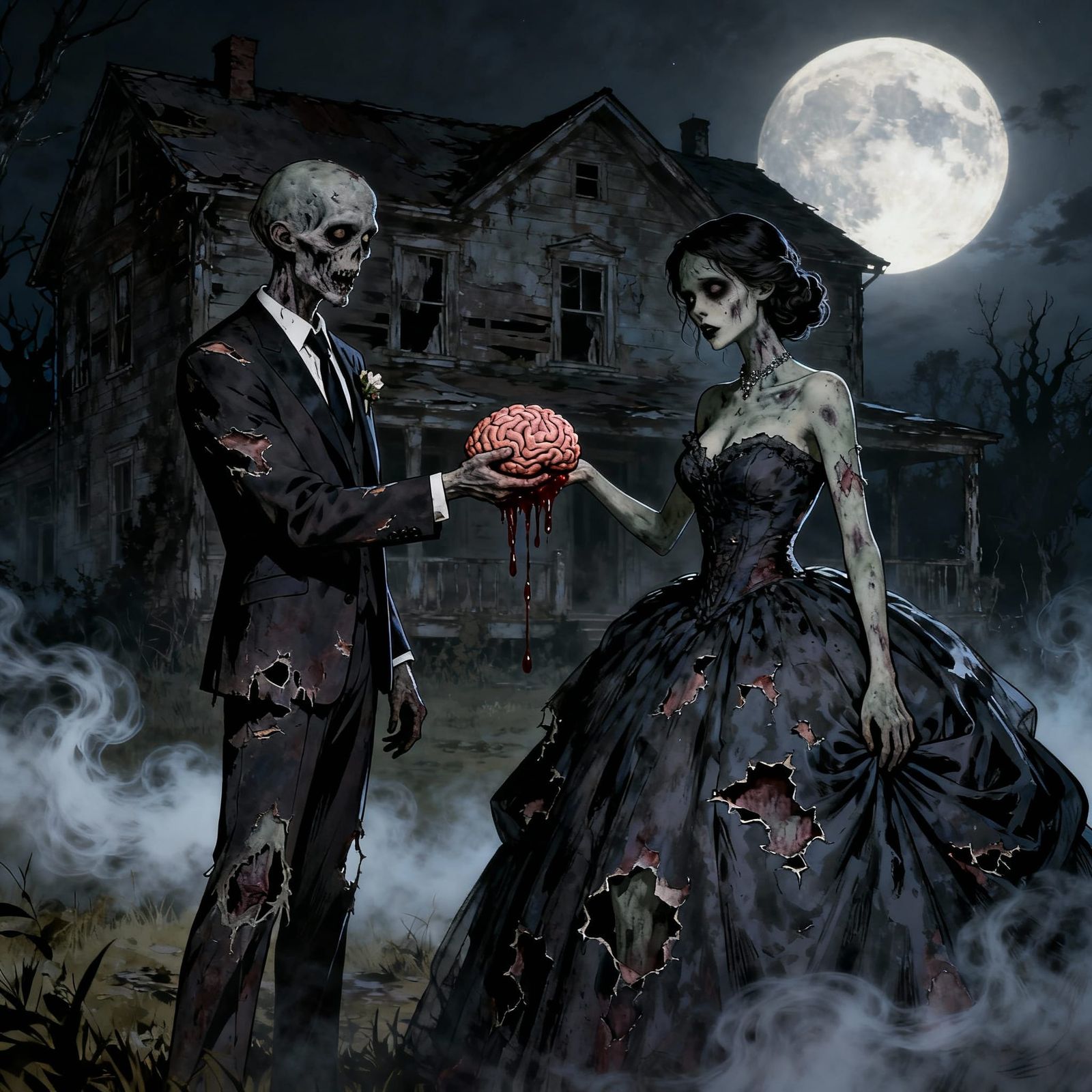 Zombie Prom Night Invitation Gothic Illustration