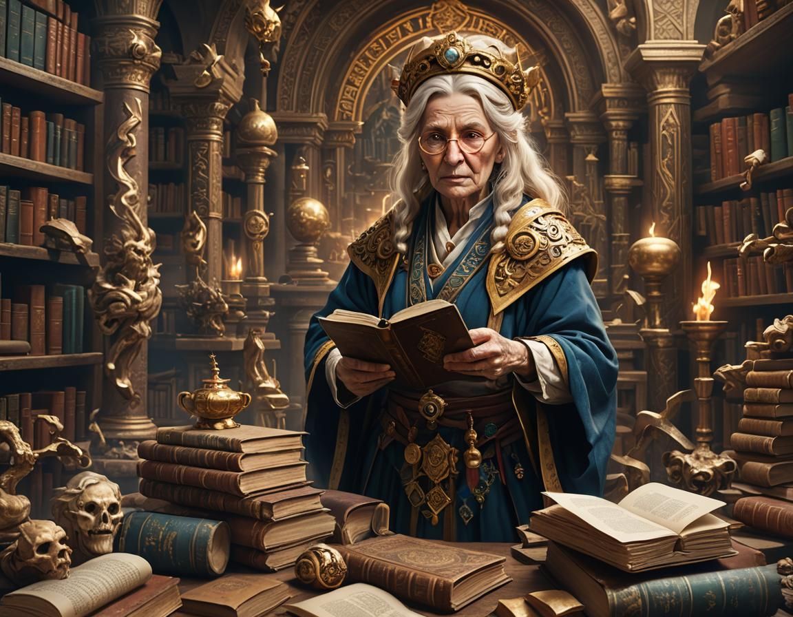 Goddess of Wisdom with Scroll: Fantasy Concept Art