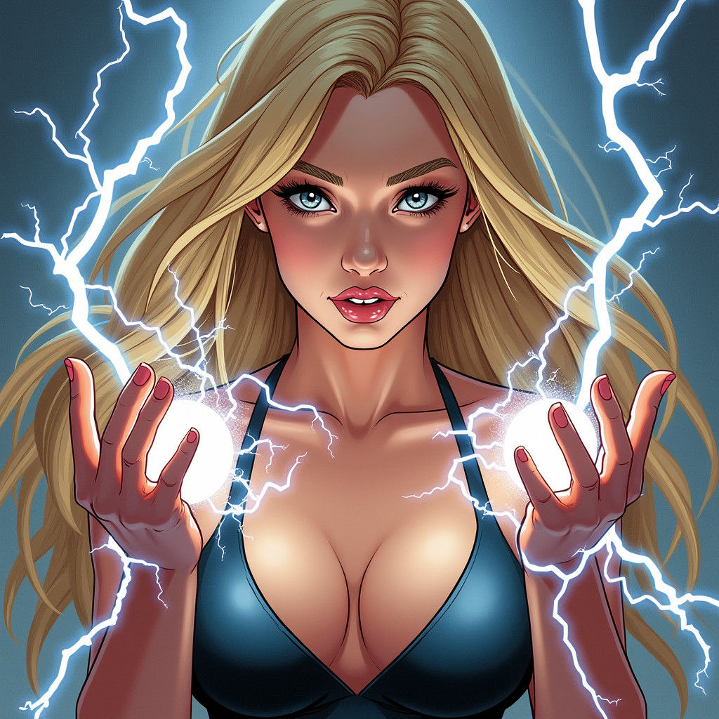 Electric Woman in Comic Book Art Style