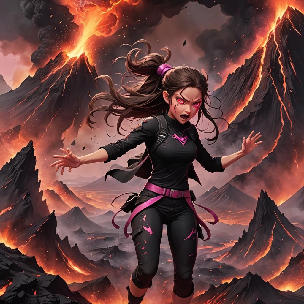 Volcanic Girl with Pink Power