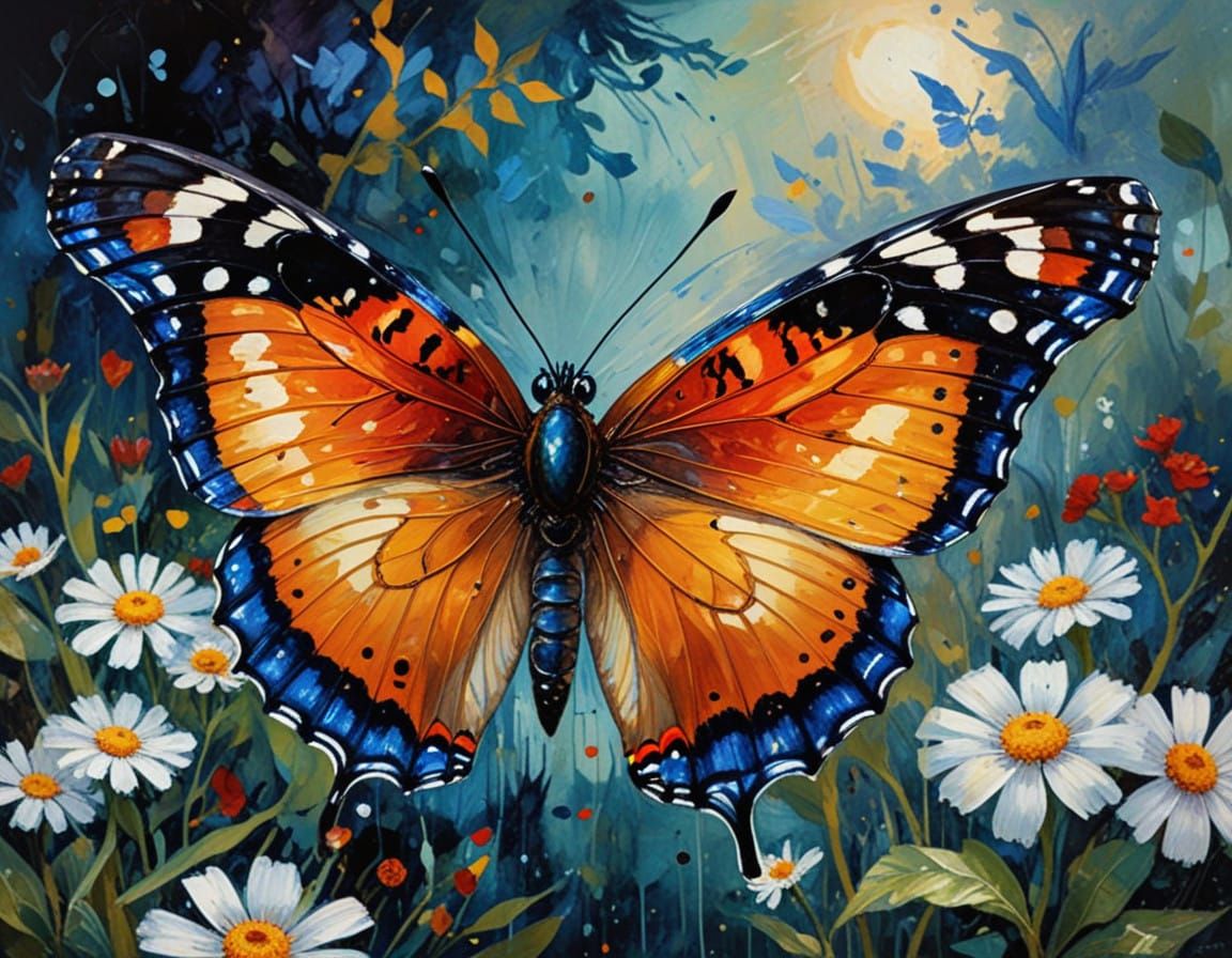 Majestic Red Admiral Butterfly in Vibrant, Dreamlike Colors