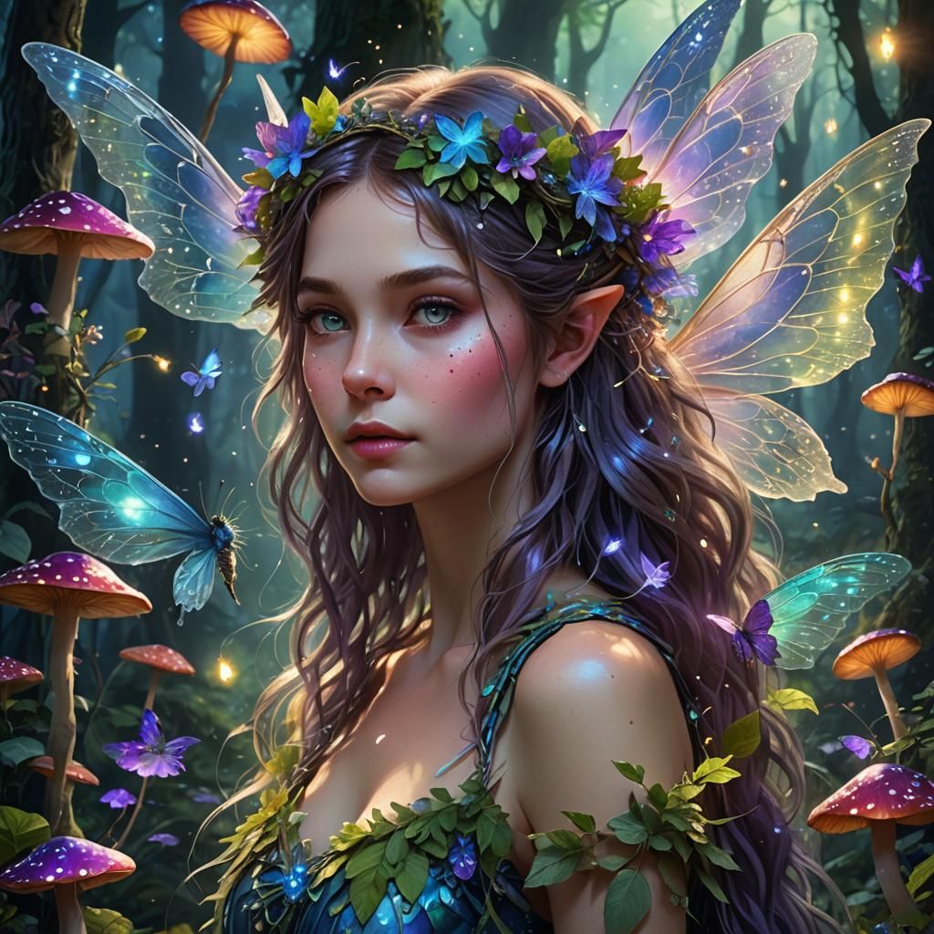 Egeria as Forest Fairy: Hyperrealistic Digital Portrait