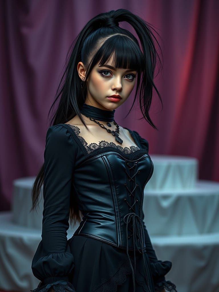 Gothic Woman in Hyperrealistic Digital Art