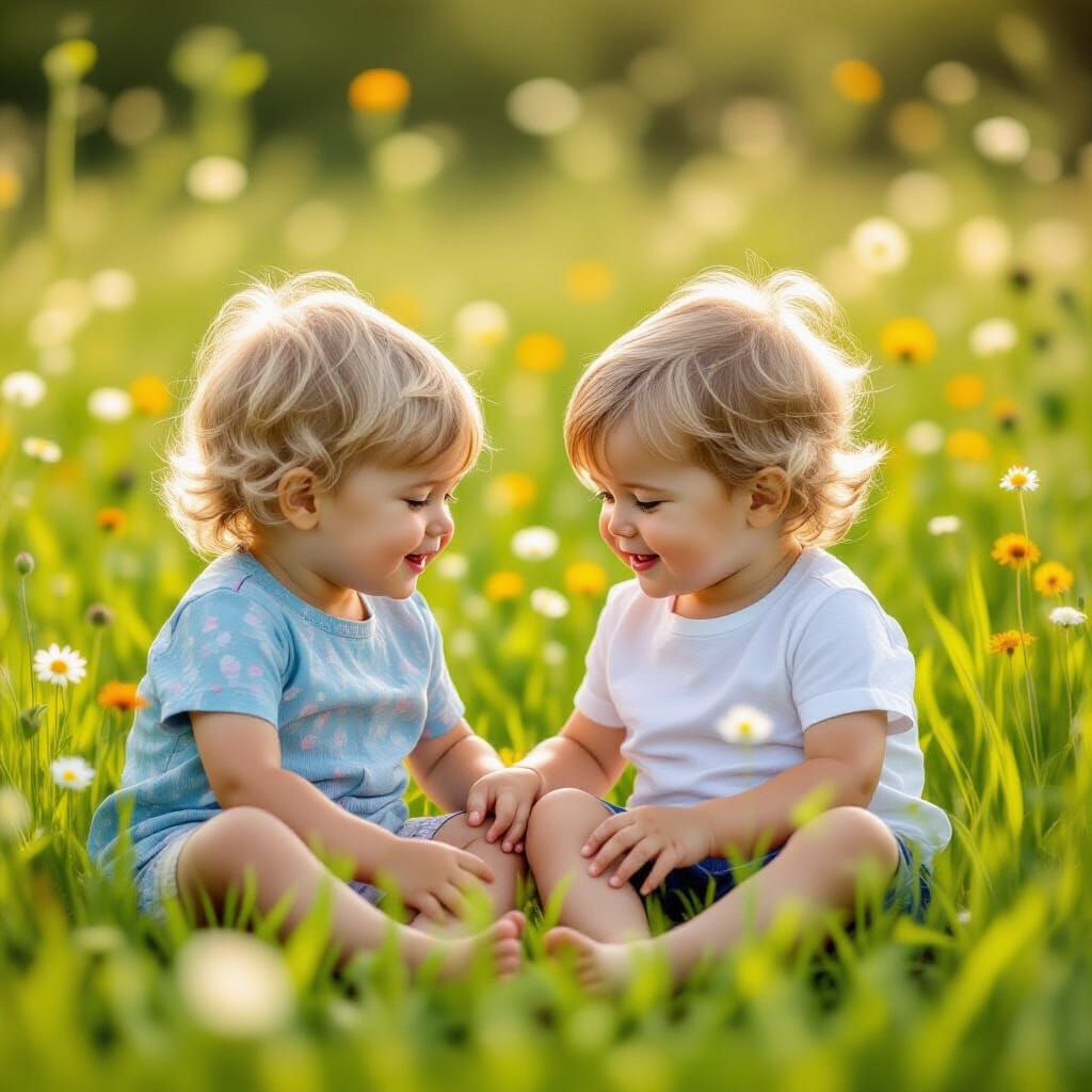 Twins Playing in Soft Natural Light