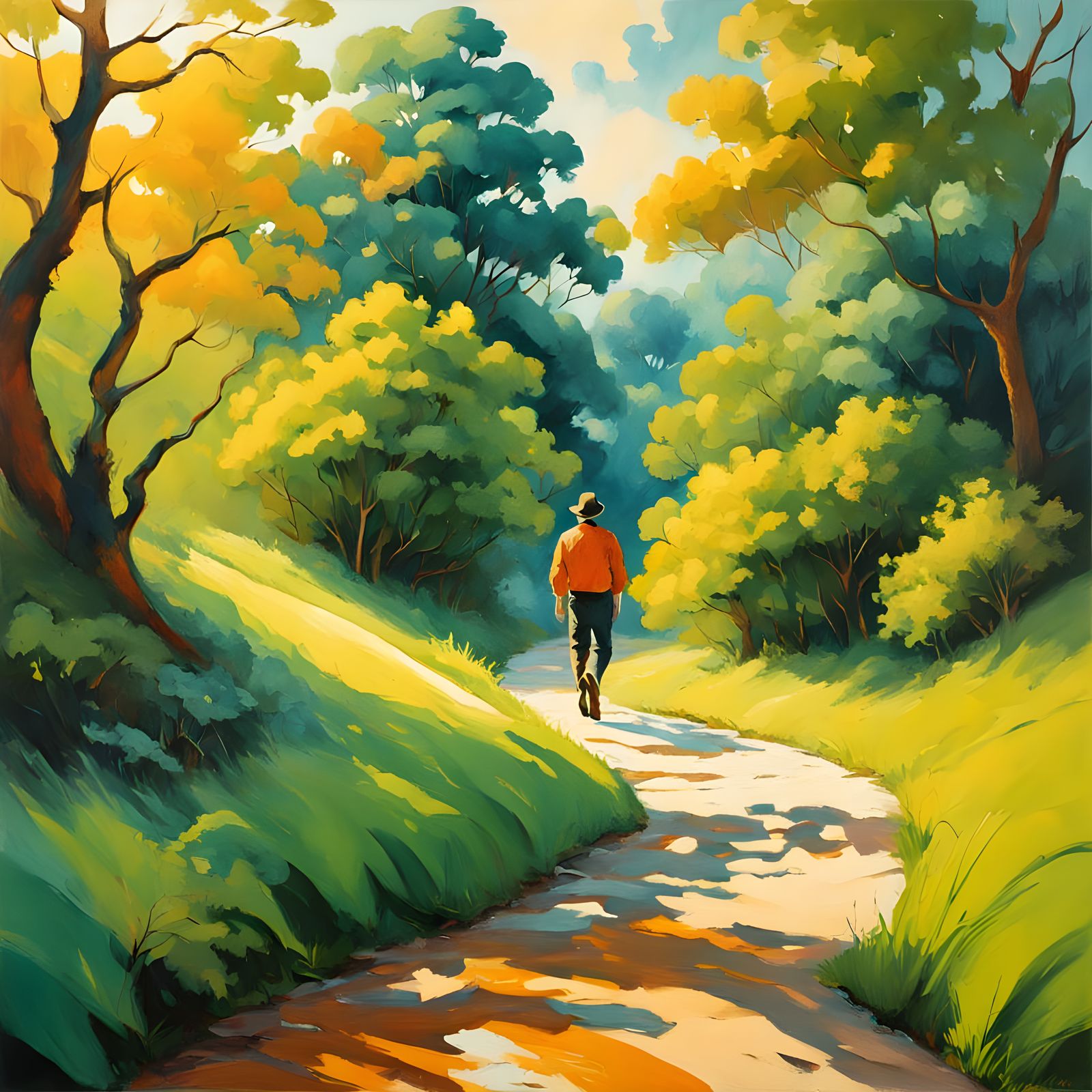 Vibrant Country Landscape in Abstract Art