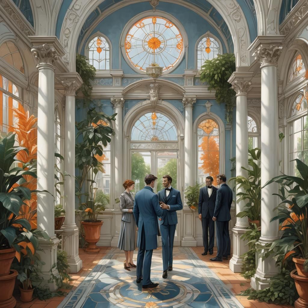 Elegant Game Card Inside Gothic Jugendstil Mansion