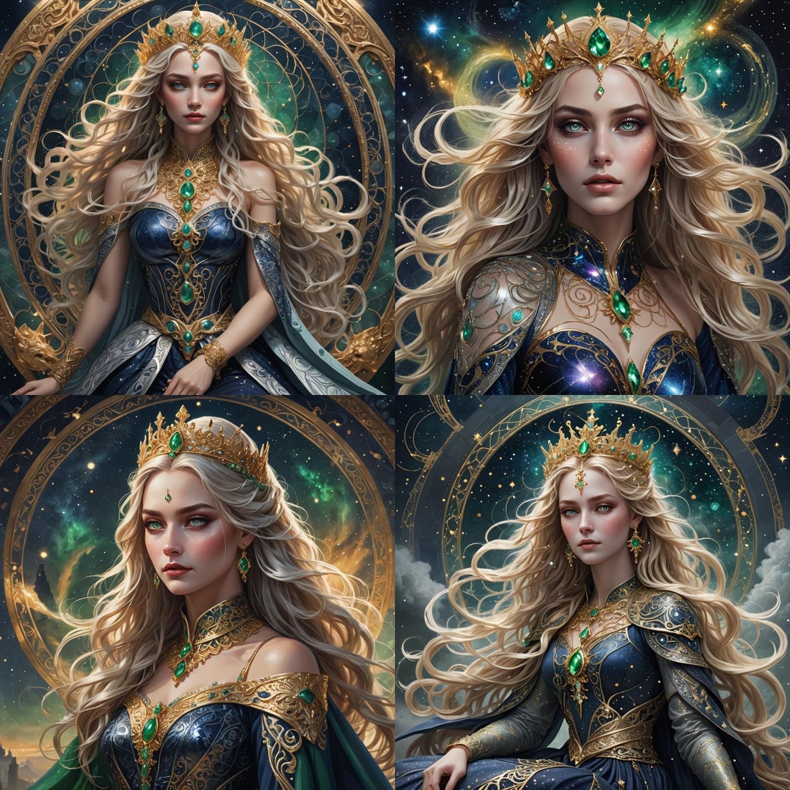 Regal Aasimar Queen with Golden Hair, Fantasy Art