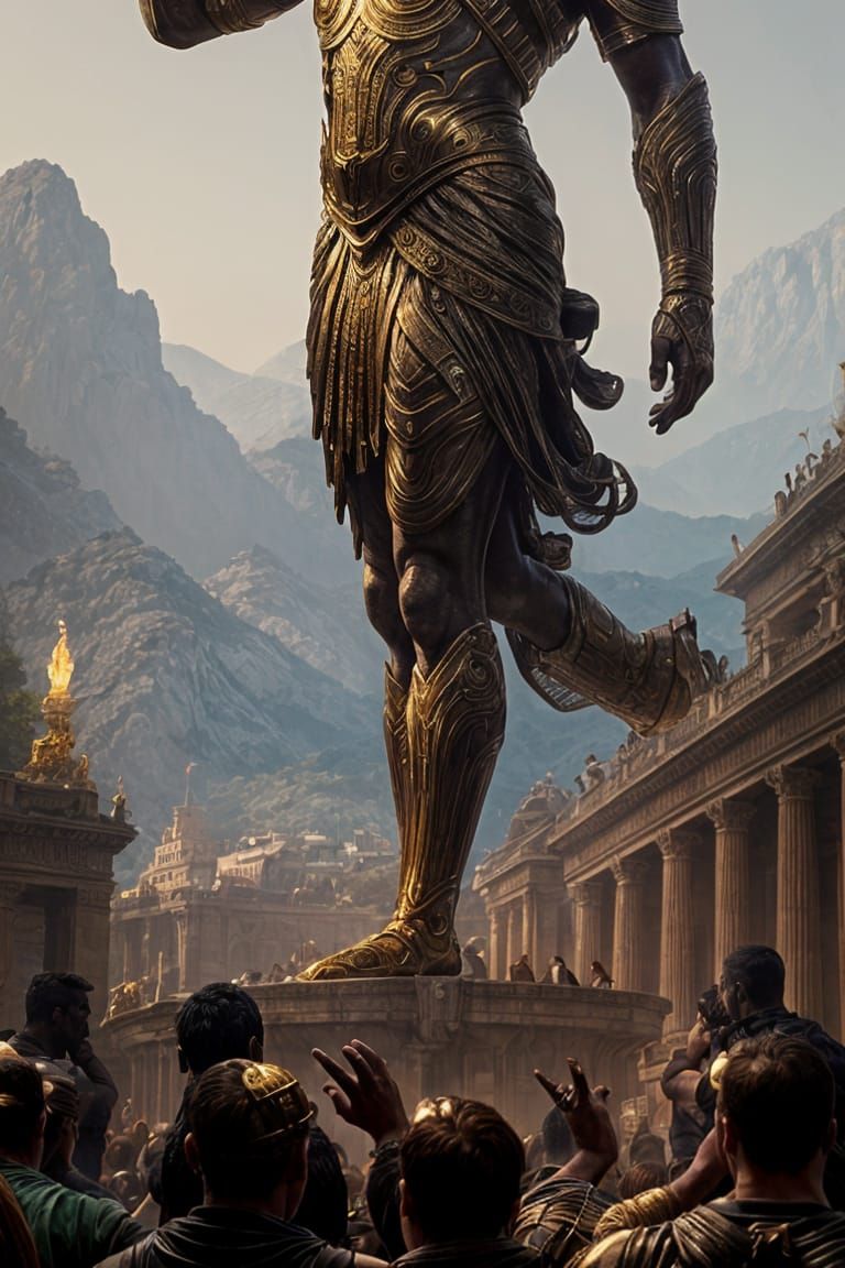 Dark Fantasy Colossus of Rhodes in Dynamic Light