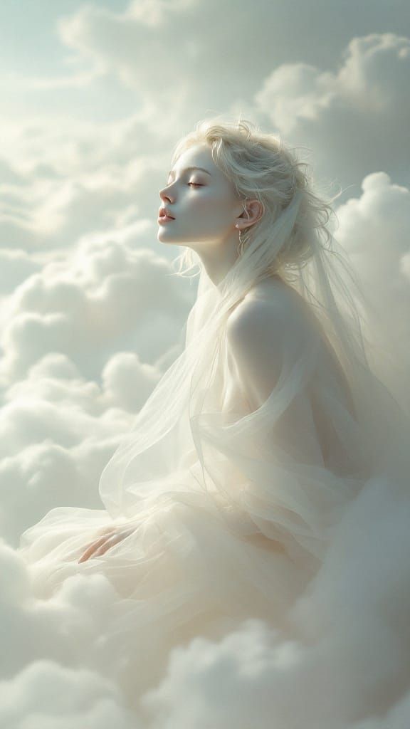 Ethereal Goddess in Drifting Mist: Dreamy Art
