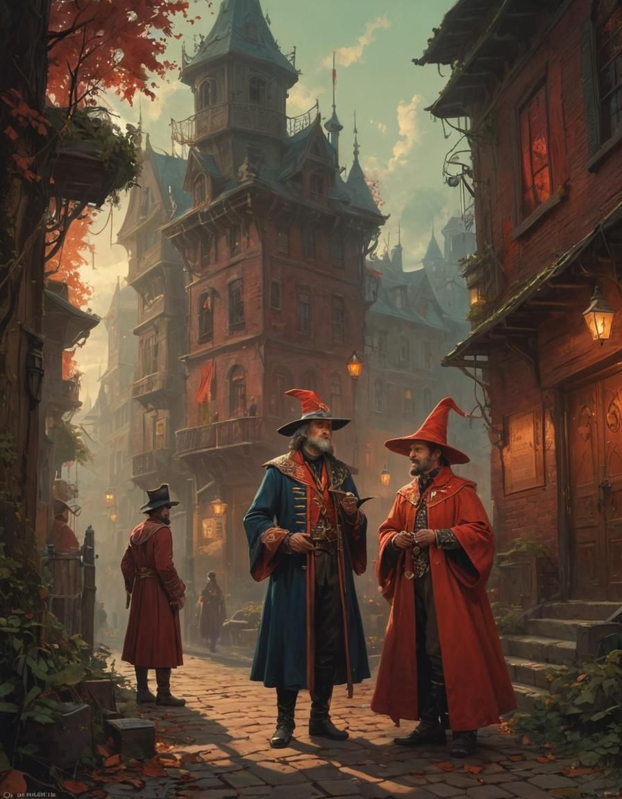 Rincewind and Stibbons Return: Romanticism Oil Painting