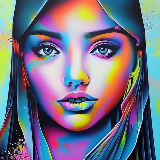 Colorful Graffiti Art Portrait of a Girl