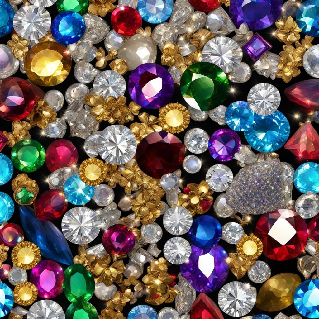 Sparkling Jewel with Gems, Gold, and Rainbow Glitter
