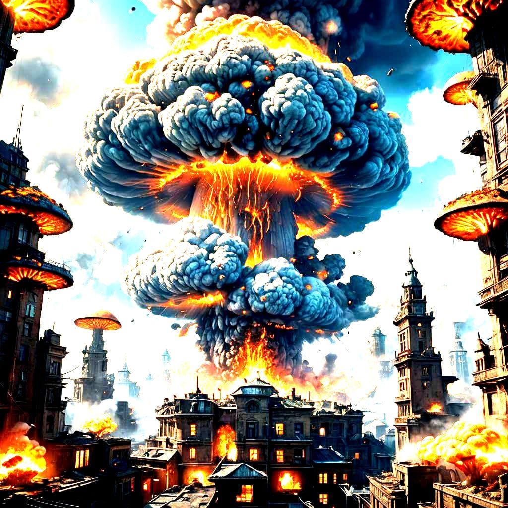 Nuclear Bombing City: Detailed Matte Painting