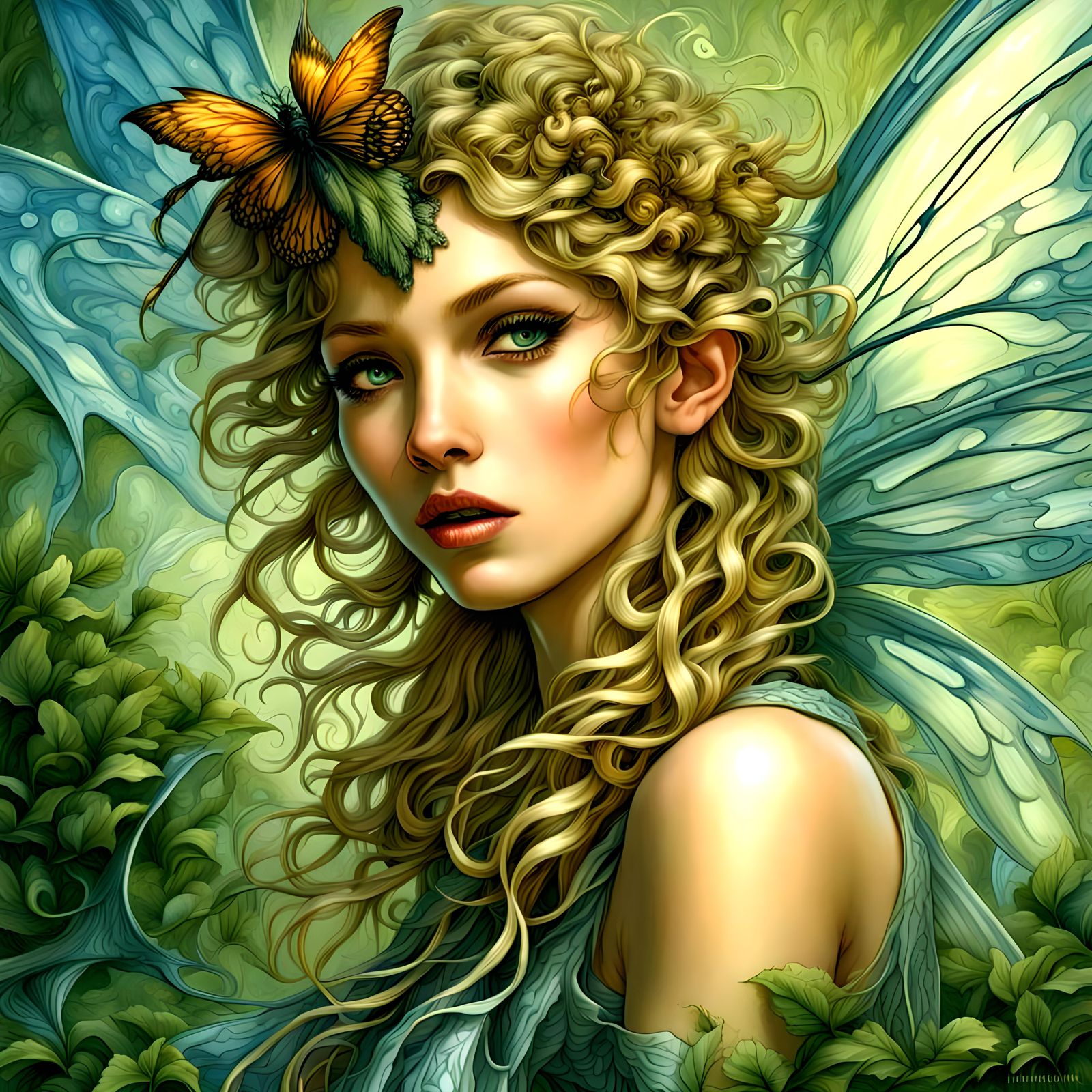 Beautiful fantastical fantasy fairy By vincent callebaut and arthur rackham intenae color