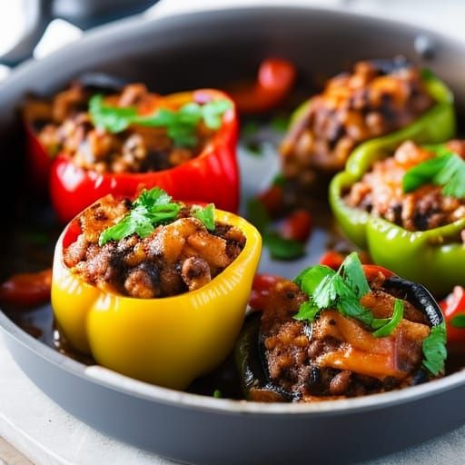 Stuffed Bell Peppers with Cheese, Professional Photography