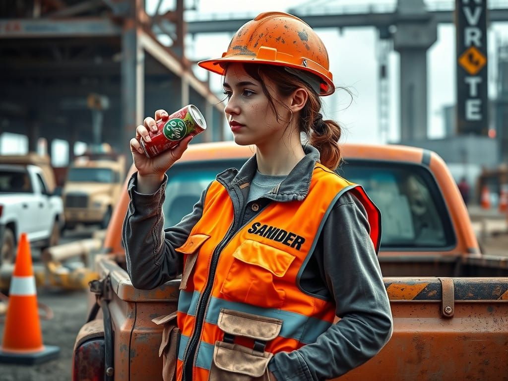 Woman Construction Worker on a Busy Site