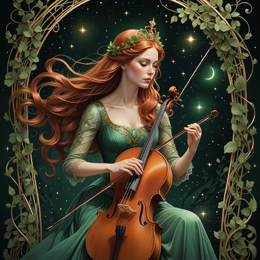 Ethereal Beauty: Art Nouveau Cello Player