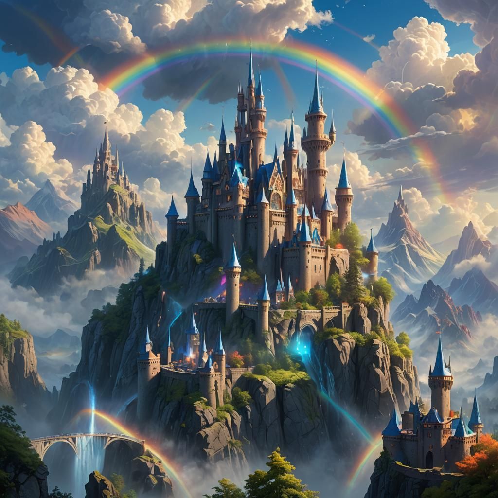Rainbow Castle in the Sky: Digital Matte Painting