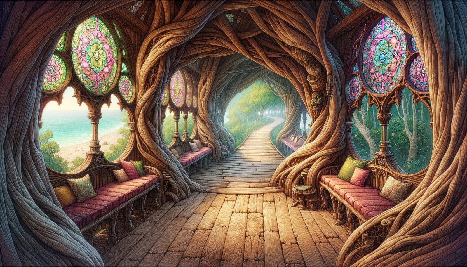 Romantic Fairytale Walkway Within a Majestic Tree
