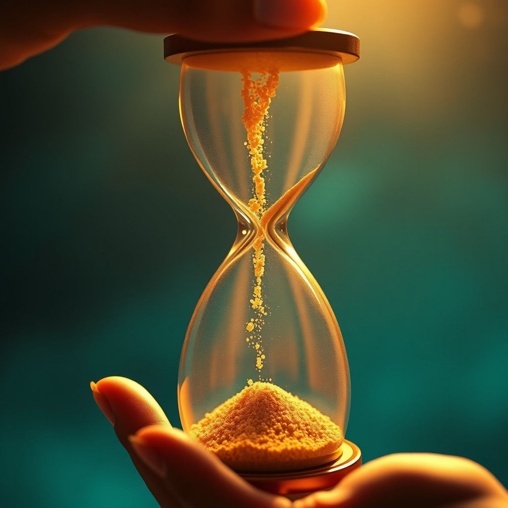 Hourglass Held Between Fingers in Surreal Digital Art