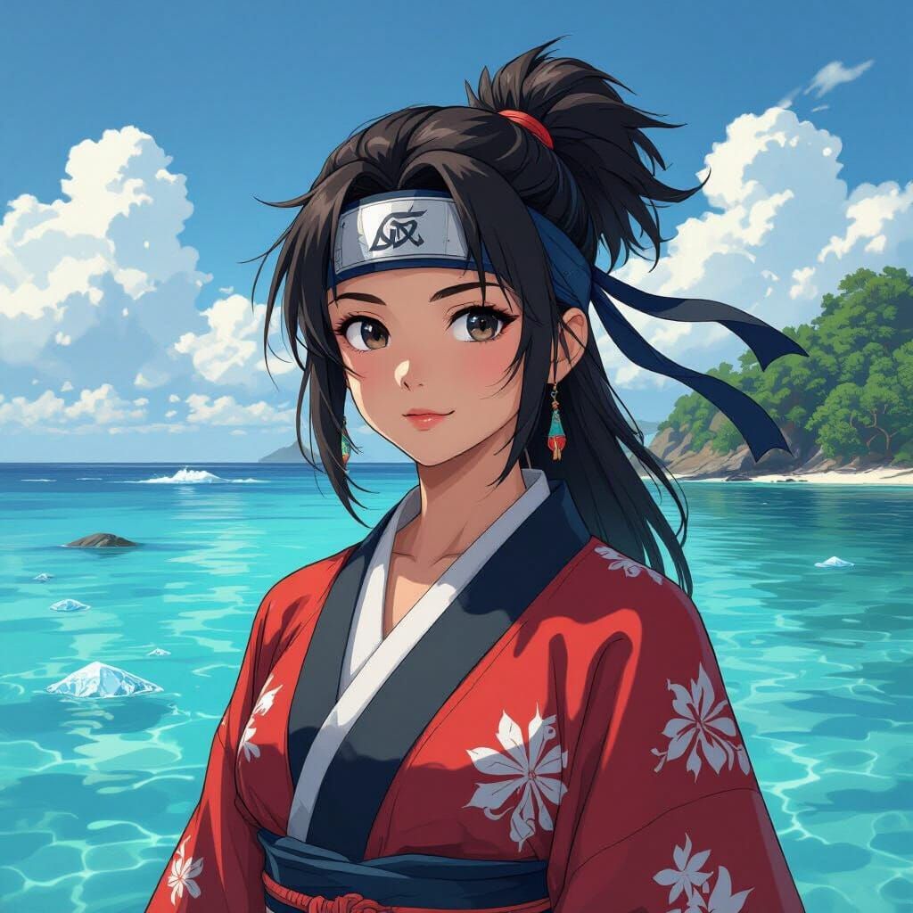 Anime Character with Clan Symbol in Digital Art Style