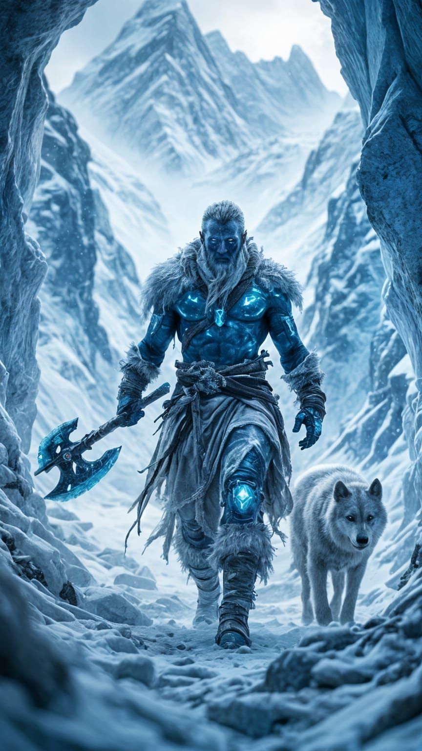 Winter God Emerges from Frozen Throne