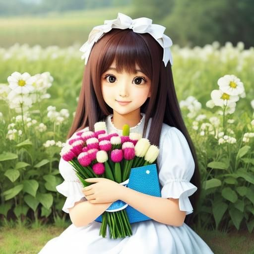 Cute Girl Portrait: Sweet and Innocent Digital Art