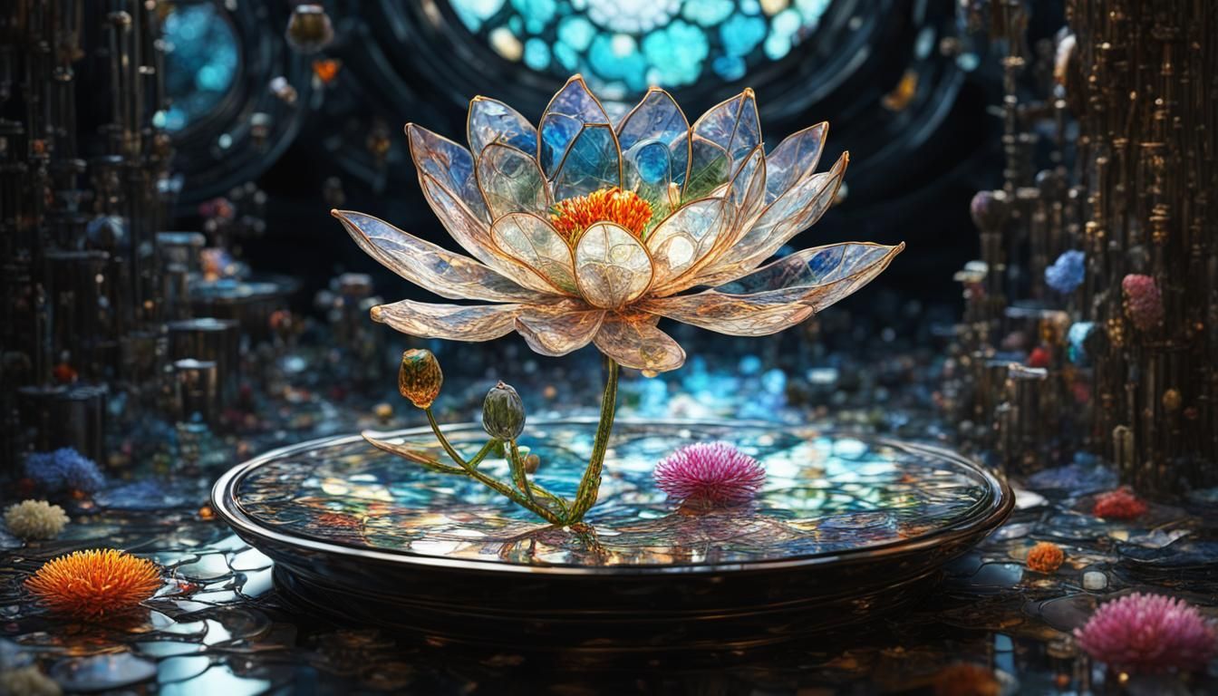 Glass Flower in Steampunk Sacral Futurism