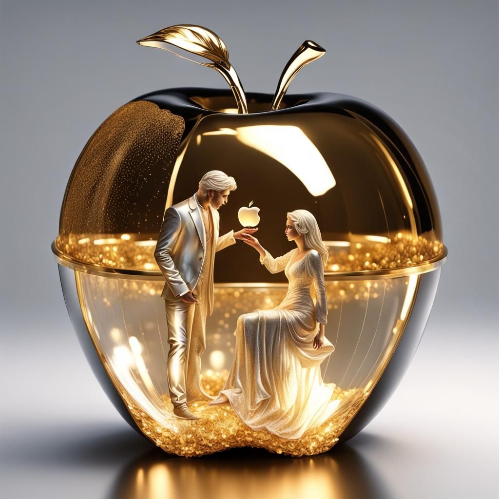 Couple in Golden Apple Bathed in Divine Light
