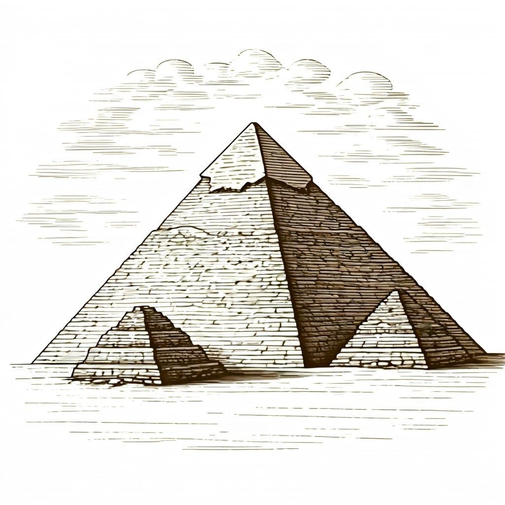 Ink Drawing of Egyptian Pyramids