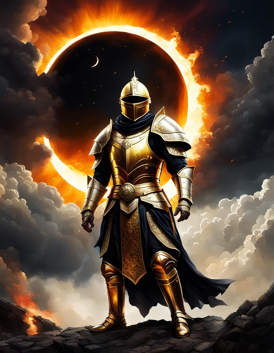 Golden Knight Observes Dramatic Total Solar Eclipse