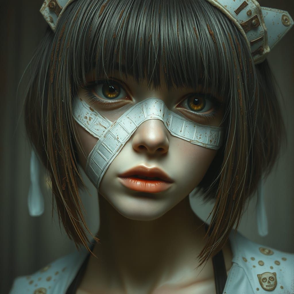 Silent Hill Nurse Portrait in Ethereal Fantasy Style