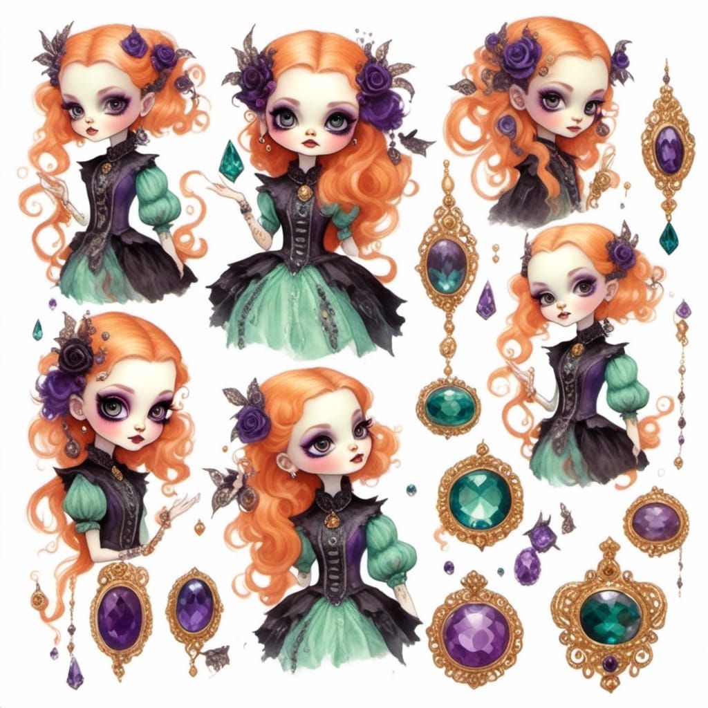 Gothic Victorian Witch Character Design