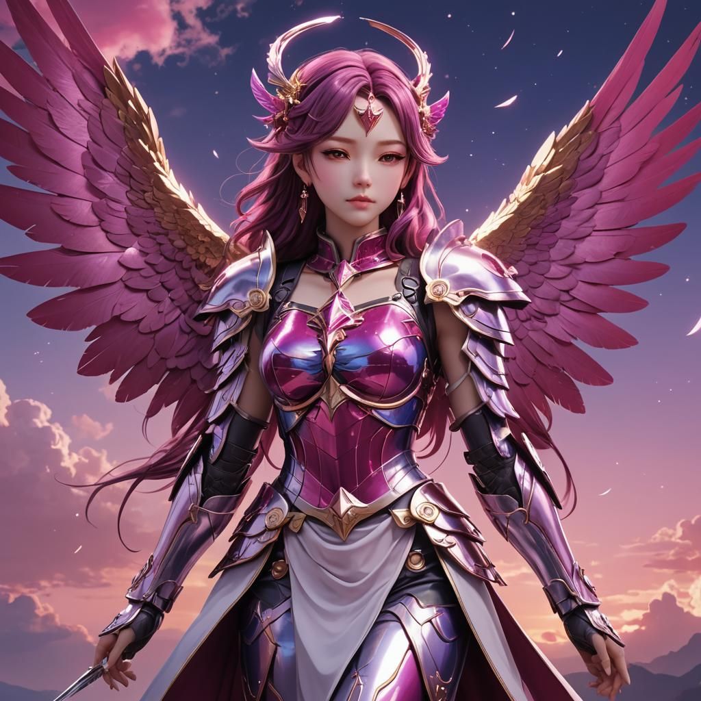 Magenta Seraph: Anime Celestial Protector in 3D
