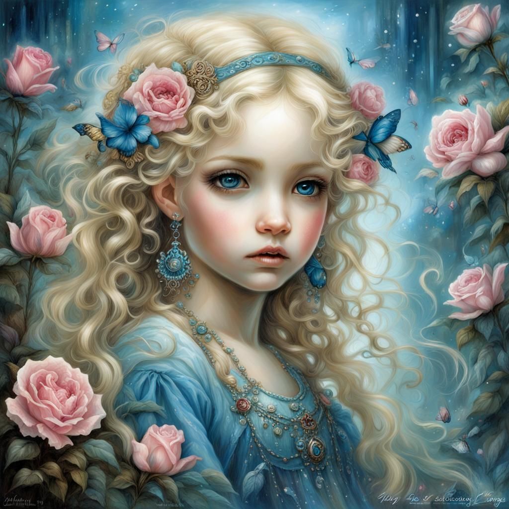 Luminous Blonde Woman in Dreamlike Digital Art