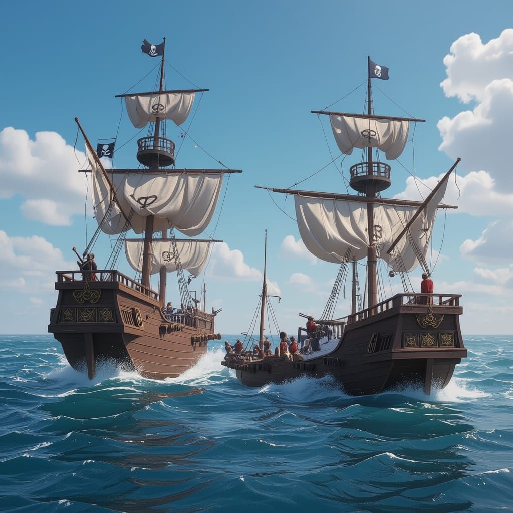 Epic Pirate Ship Battle with Sinking Vessel