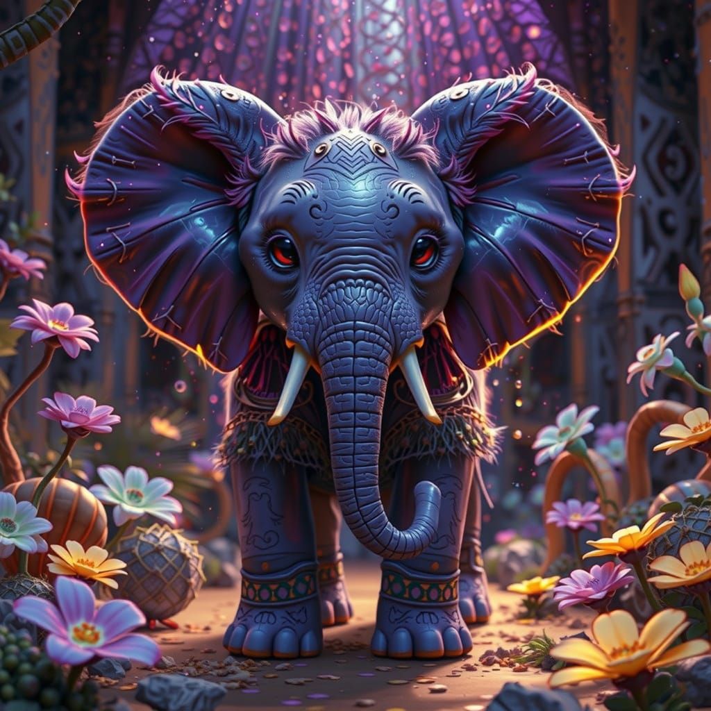 Vibrant Chibi Elephant Masterpiece